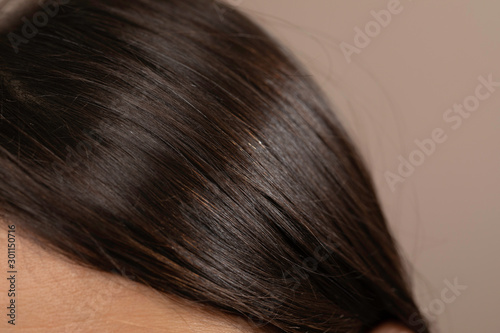Woman brown hair close up