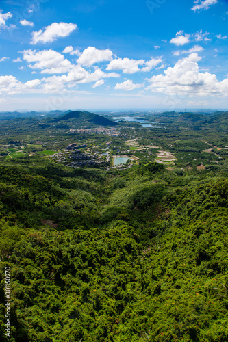 China Sanya Hainan Aireal Landscape View with blue sky and clouds