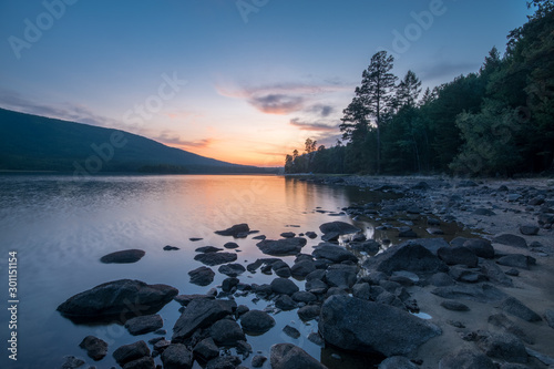 Sunset on the lake Frolikha. Northern Baikal region