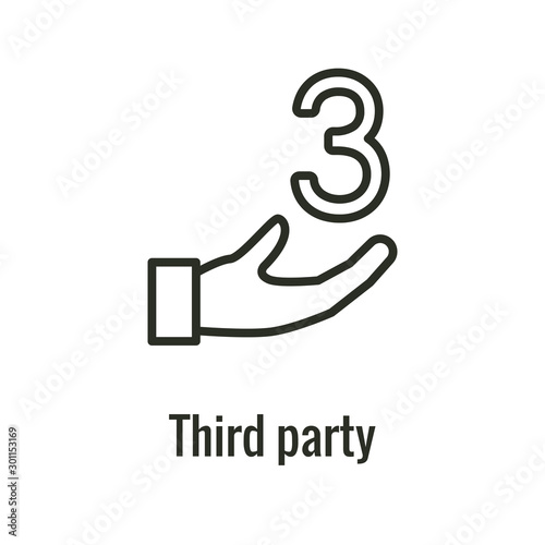 Logistics icon with a hand and the number 3