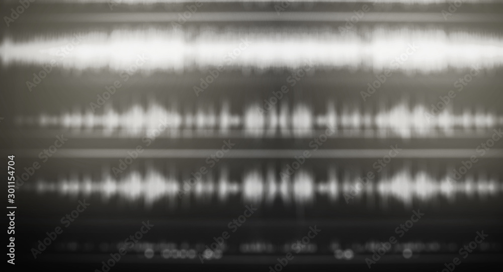 Audio recording concept. Unfocused sound wave background