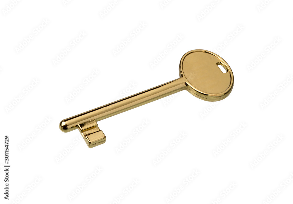 Key isolated on white. Golden key. Key isolated on white. Golden key.