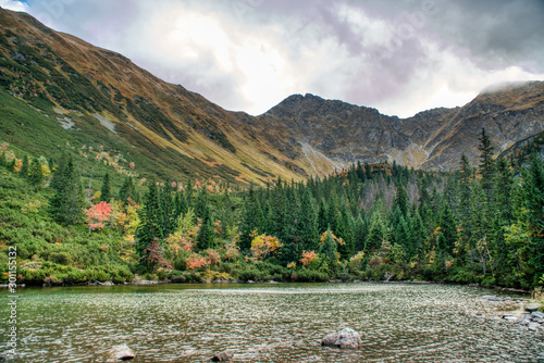 Beautifully cloudy Tatra Mountains in autumn colors
