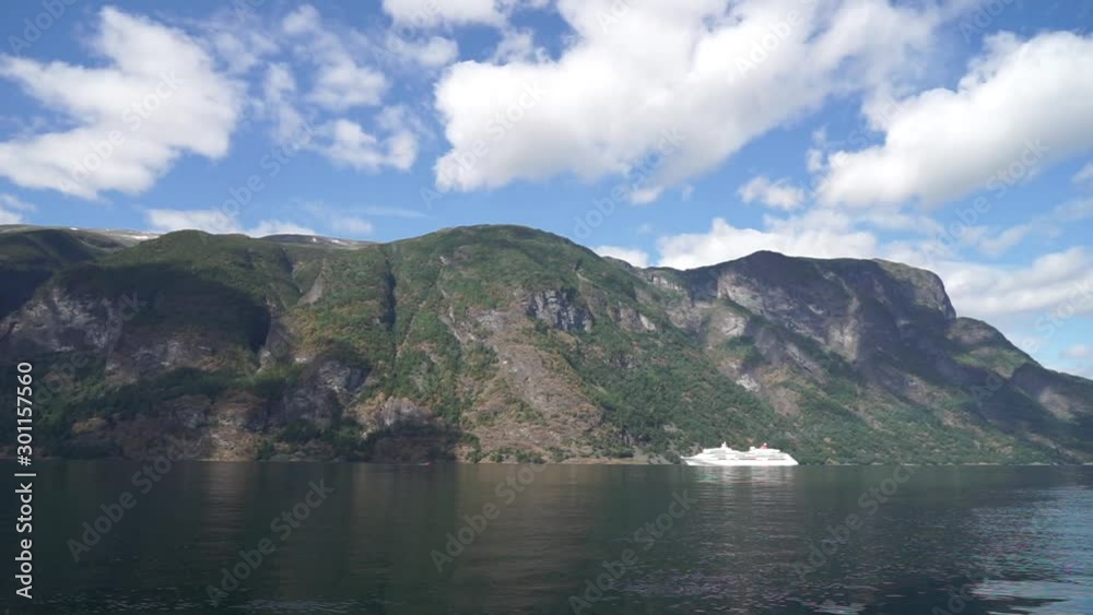 Breathtaking view of Sunnylvsfjorden fjord and cruise ship. western Norway Breathtaking view of Sunnylvsfjorden fjord and cruise ship. western Norway