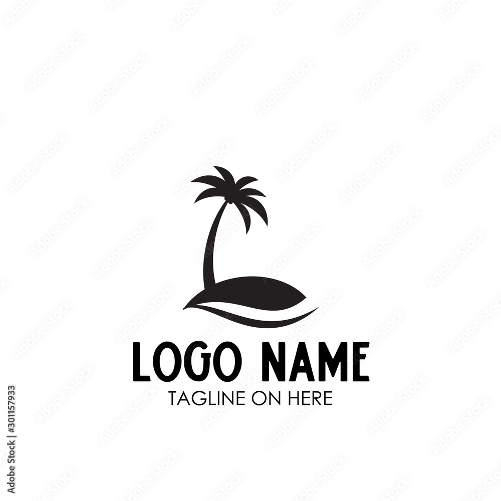 Logo Design Concept with Coconut Tree  Illustration