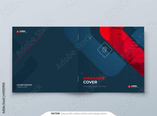 Square Brochure Design. Red Cover Template for Brochure, Report, Catalog, Magazine. Modern Brochure concept