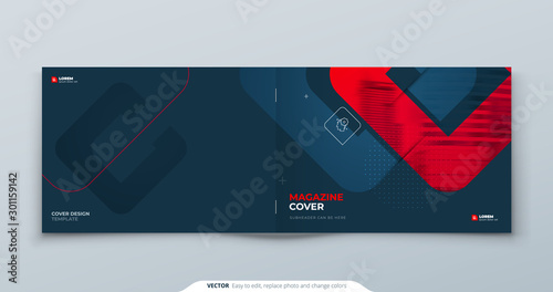 Landscape Brochure Design. Red Cover Template for Brochure, Report, Catalog, Magazine. Modern Brochure concept