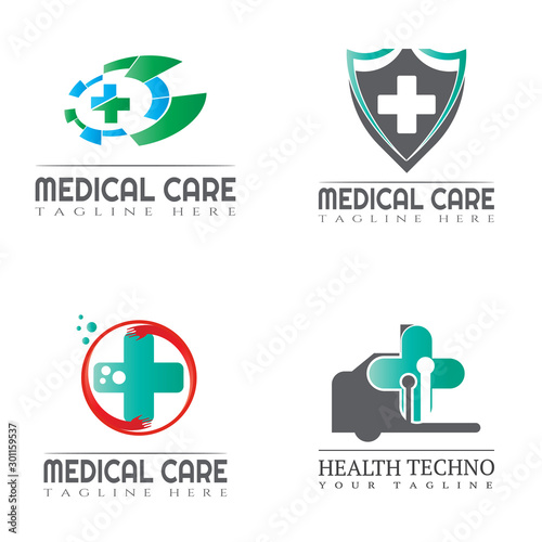 Collection of medical and health logos for clinics, icons of human organs, heart, intestines, lungs, kidneys, vector elements