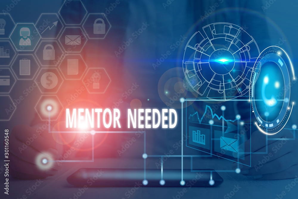 Conceptual hand writing showing Mentor Needed. Concept meaning wanted help for more experienced or more knowledgeable demonstrating Picture photo network scheme with modern smart device Conceptual hand writing showing Mentor Needed. Concept meaning wanted help for more experienced or more knowledgeable demonstrating Picture photo network scheme with modern smart device