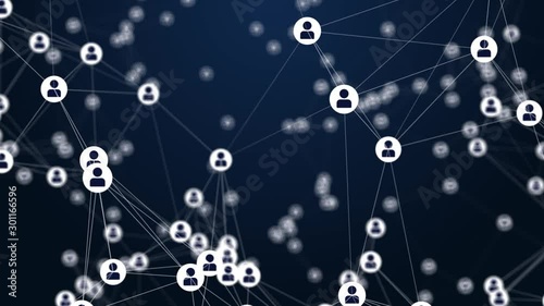 Concept of social network. Connecting people technology, relation business network application, social media manager service. 4k 3d animation.