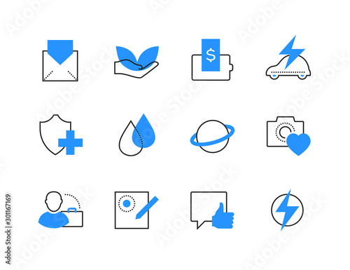 Financial and legal services color icons set