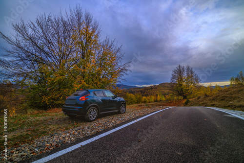 mountain road during autumn on a cloudy day © czamfir