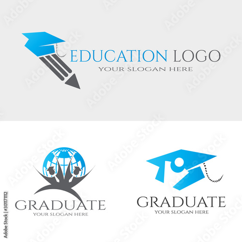 set of education or graduation vector icon or logo for app or website