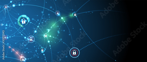 Cybersecurity and information or network protection. Future technology web services for business and internet project
