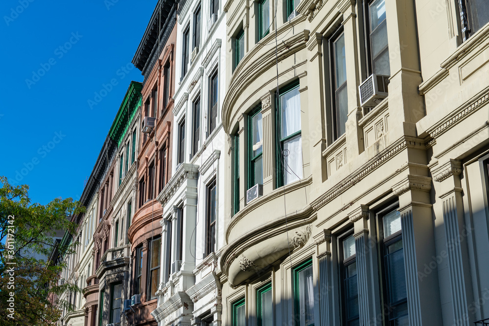 A Row of Old Houses on the Upper West Side in New York City