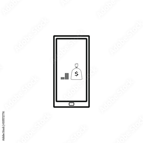 vector icon with smart phone ticket with money 