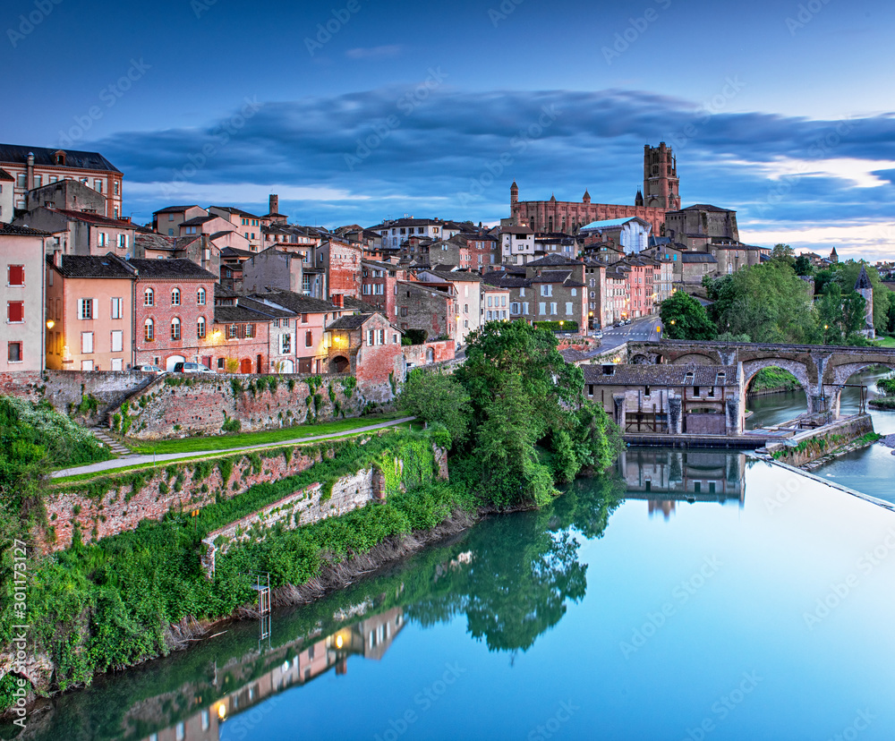 View on the old town of Albi in the morning