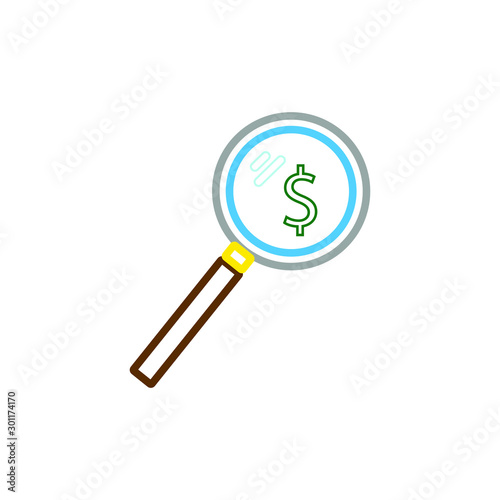 vector magnifying glass icon looking for money