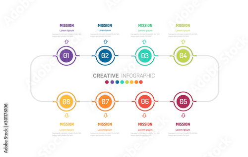 Template for cycle diagram, graph, presentation and round chart. Business concept with 8 equal options, parts, steps or processes. Startup layout for your project.