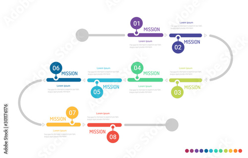 Vector infographic. Template for cycle diagram, graph, presentation and round chart. Business concept with 8 options, parts, steps or processes. Data visualization.