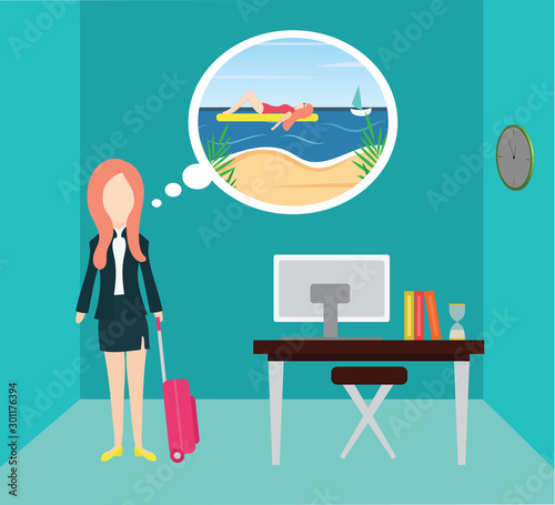 Business thinking and going for vacation in the holiday. Happy holiday concept.