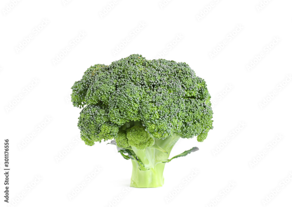 Fresh green raw broccoli on white background Fresh green raw broccoli on white background
