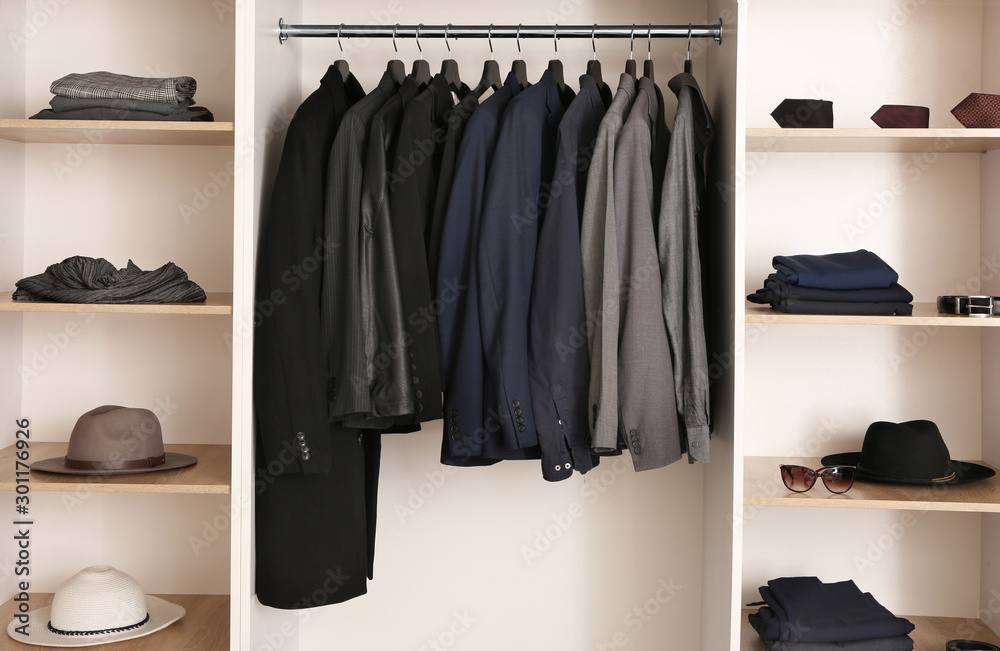 Stylish clothes and accessories in show room