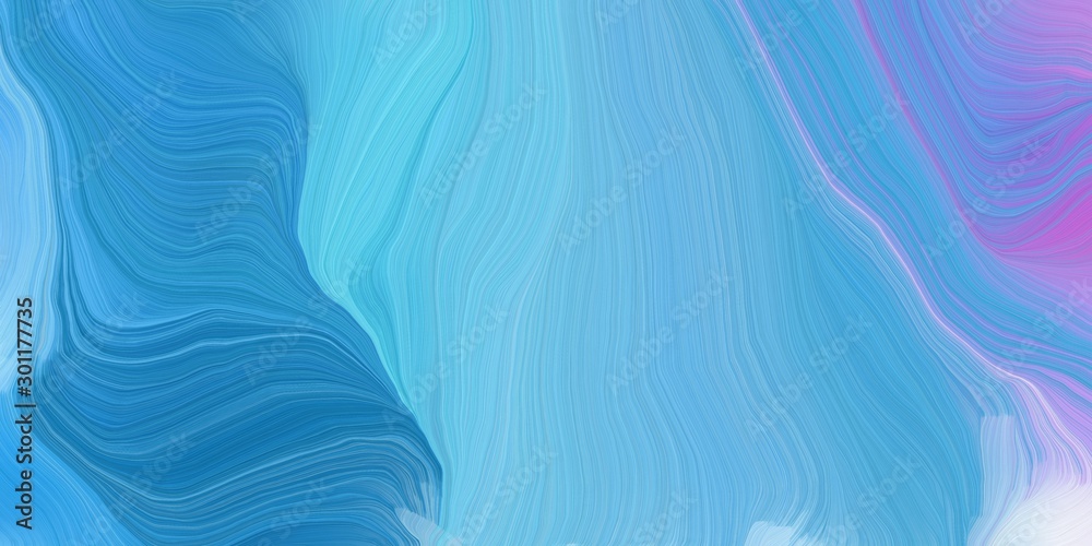 Plakat abstract concept of curved motion speed lines with corn flower blue, steel blue and thistle colors. good as background or backdrop wallpaper