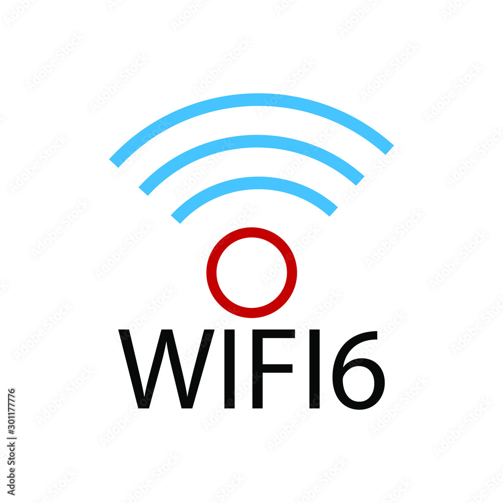 6-generation Wi-Fi symbol logo.New Generation Telecommunications Network Connectivity. 6-generation Wi-Fi symbol logo.New Generation Telecommunications Network Connectivity.