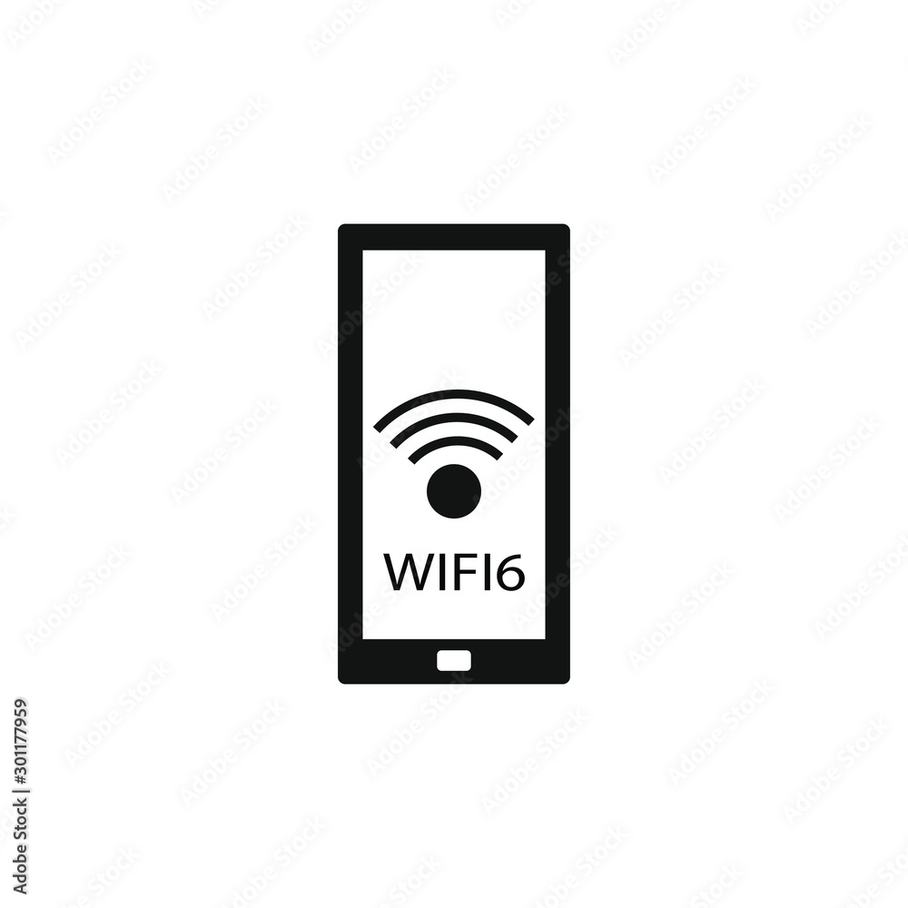 6-generation Wi-Fi symbol logo.New Generation Telecommunications Network Connectivity. 6-generation Wi-Fi symbol logo.New Generation Telecommunications Network Connectivity.