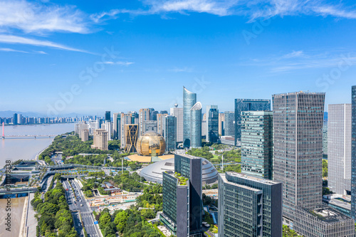 panoramic city skyline in hangzhou china