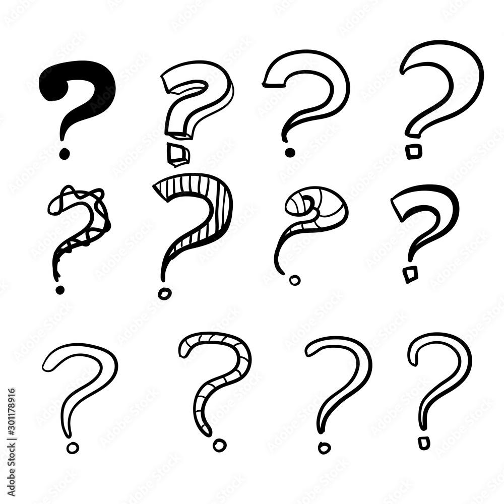 Set of hand drawn question marks. with cartoon line art style vector illustration Set of hand drawn question marks. with cartoon line art style vector illustration