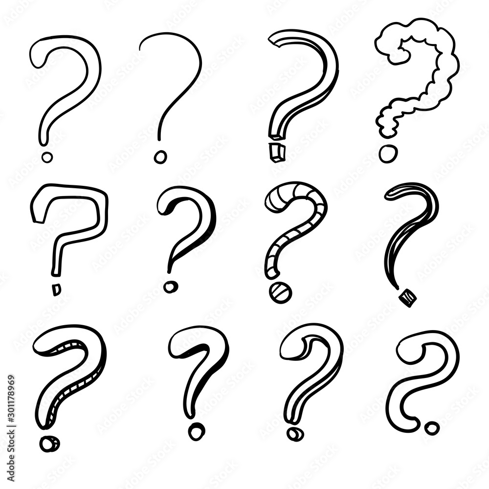 Set of hand drawn question marks. with cartoon line art style vector illustration Set of hand drawn question marks. with cartoon line art style vector illustration
