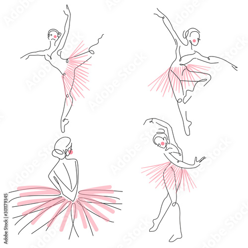 Ballet dancer, ballerina silhouette. For ballet studio logo, promo poster, dress shop, dance contemporary class flyer, business identity