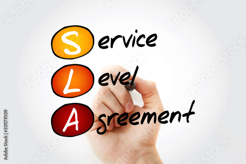 SLA - Service Level Agreement acronym with marker, business concept background photo