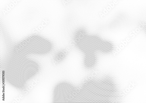 Abstract halftone wave dotted background. Halftone twisted grunge pattern, dot, circle.  Vector modern optical halftone pop art texture for poster, business card, cover, label mock-up, sticker layout