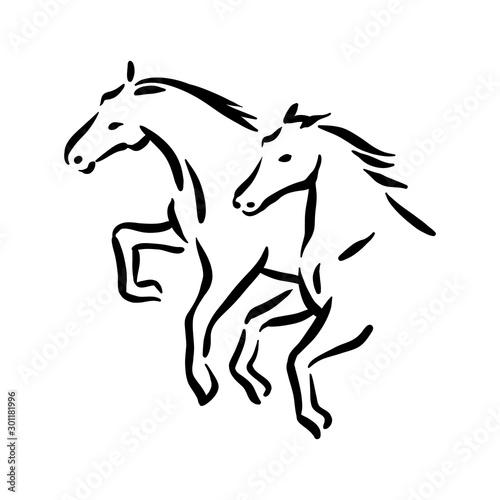 Horse symbol illustration black on white background