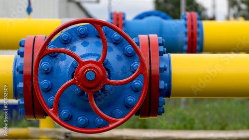 Gas pipeline and auxiliary equipment at the gas pumping station.
