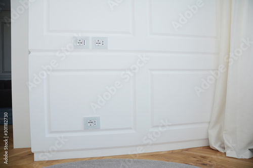 Luxury modern white wall with glass socket plug