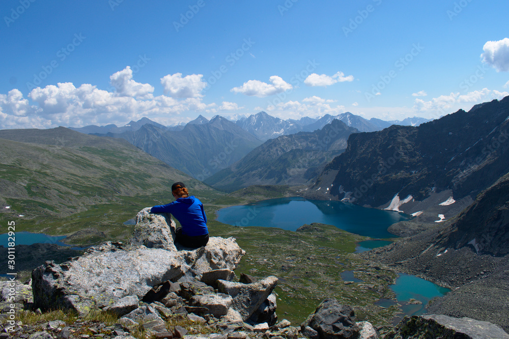 hiker in mountains hiker in mountains