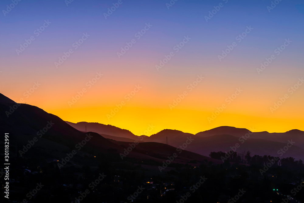 Sunset with Mountain Horizon