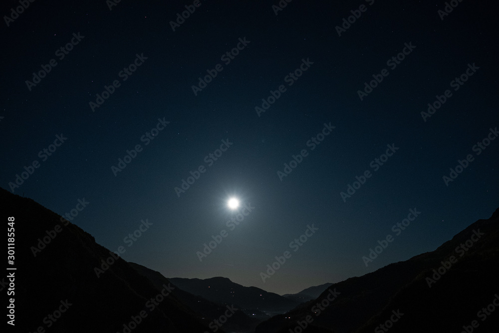 Fototapeta Moon rise in the durmitor national park in Montenegro