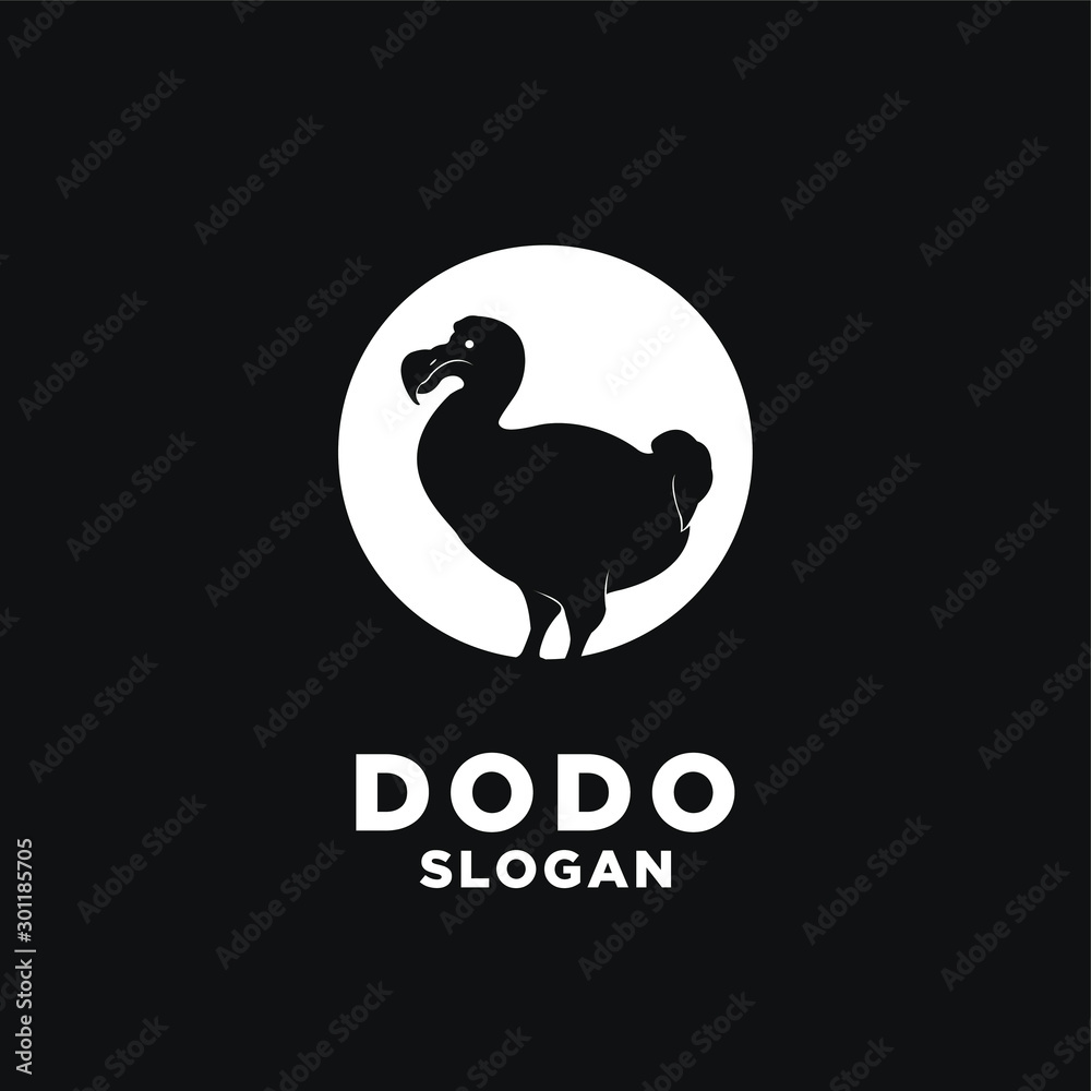 Naklejka premium dodo bird logo black spot circle icon design vector