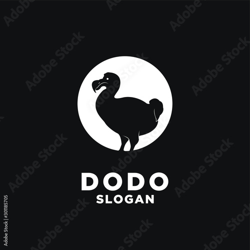 dodo bird logo black spot circle icon design vector