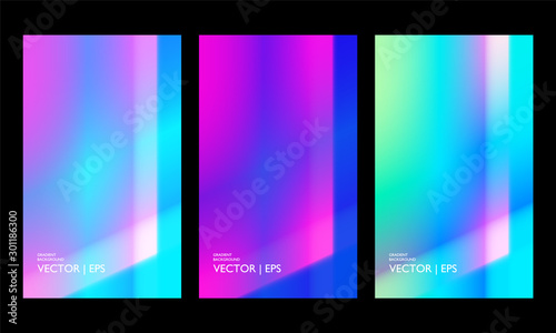 Colorful geometric gradient backdrop. Vivid background with light reflex and shine. Strips isolated in circle shape. Aurora effect. Neon colors for screen, wallpaper and web design.