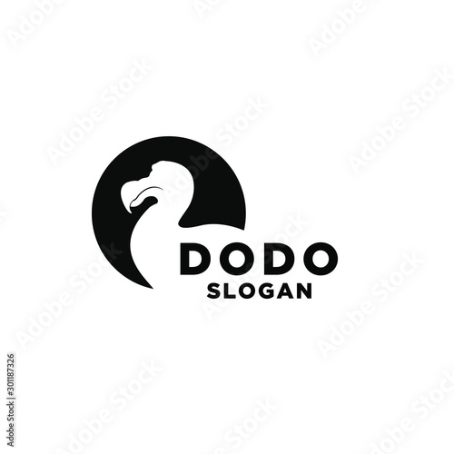 Tableau sur toile dodo bird logo black spot circle icon design vector