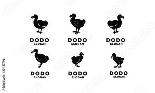 set of dodo bird logo black icon design vector