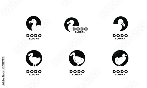 set of dodo bird logo black icon design vector photo