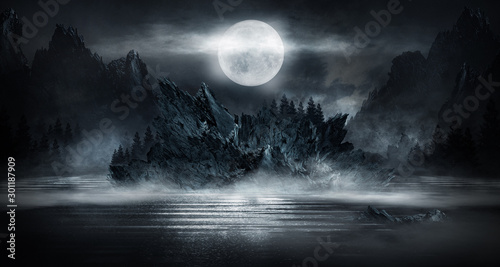 Futuristic night landscape ...
