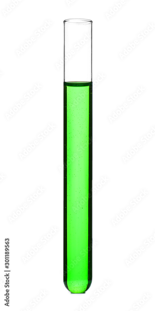 Test tube with color sample on white background Test tube with color sample on white background